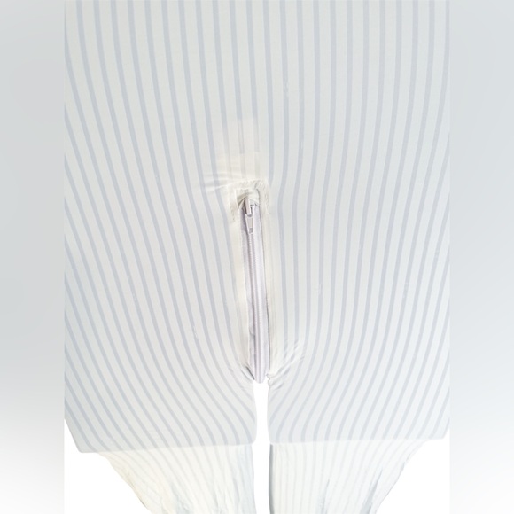 White Ribbed Zip-Front Bodysuit / Jumpsuit - Picture 6 of 9